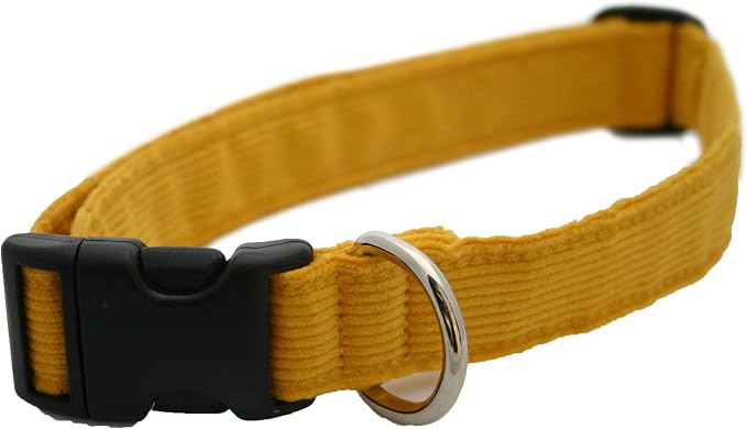 Hemp Corduroy Dog Collar - No Pattern (3/4" Medium, Marigold)