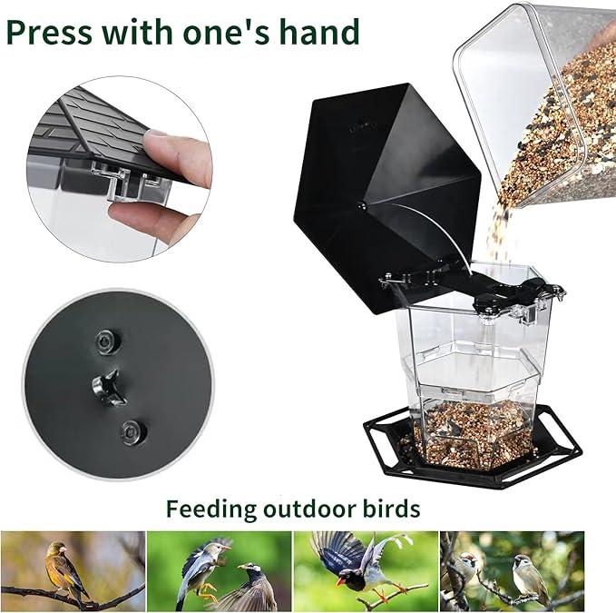 Jealoeur Bird Feeders for Outdoors Hanging Bird Feeder Wild Birds Seed, Black