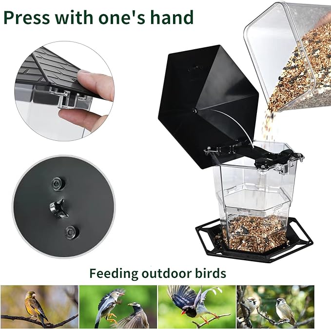 Jealoeur Bird Feeders for Outdoors Hanging Bird Feeder Wild Birds Seed, Black 2 Pack