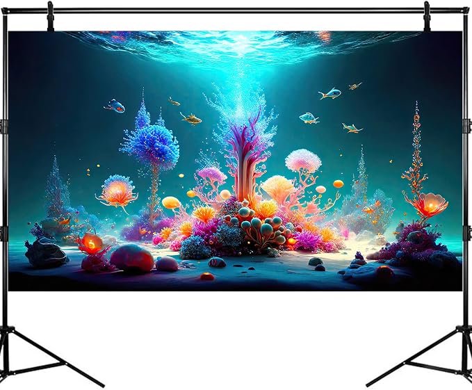 Jellyfish Aquarium Background Underwater Sunray Scene Fish Tank Background Under The Sea Corals Ocean Seabed Landscape Terrarium Backgrounds Tropical Sea Marine Life Aquarium Tank Wallpaper 72x24in