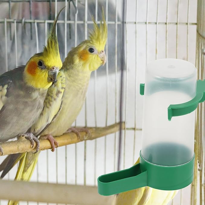 UKCOCO 10pcs Birds Water Dispenser: Automatic Plastic Bird Water Feeder for Parrots, Pigeon, Budgies, Lovebirds, Green