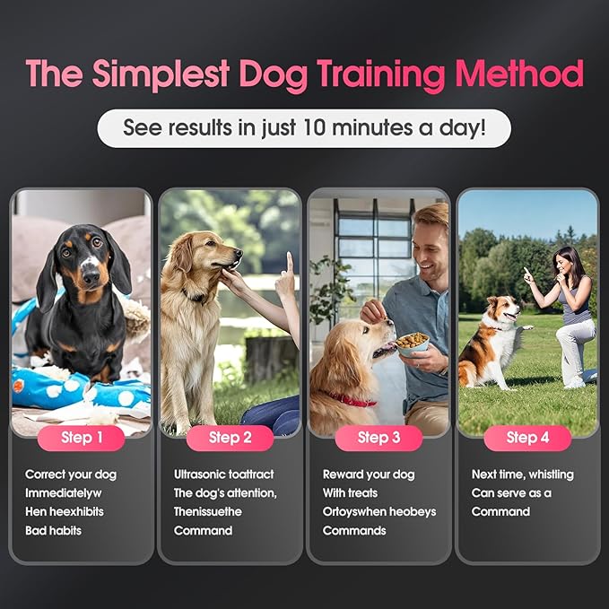 KIVORA 4 Pack Dog Whistle to Stop Barking Neighbors Dog,304 Stainless Steel Adjustable Ultrasonic Silent Dog Training Whistle for Recall & Bark Control,Professional Whistle Suitable for All Dogs(pink)