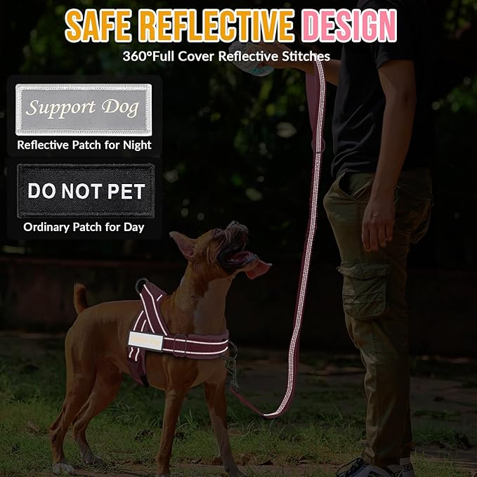 SlowTon No Pull Dog Harness - Heavy Duty Dog Harness and Leash Set for Medium Large Dogs, Reflective Tactical Harness with Soft Padded and Front Clip for Easy Walk and Training (PI, S)
