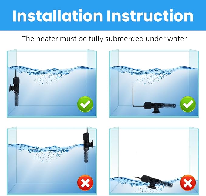 AQUANEAT Aquarium Heater, 25W Small Betta Fish Tank Heater, Mini Preset Water Thermostat with a Thermometer (Pack of 2)