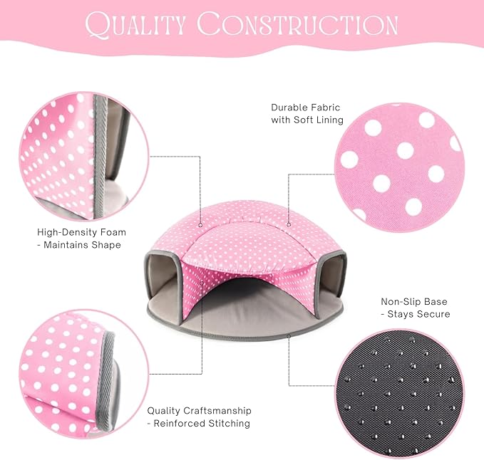 Guinea Pig Hideout Tunnel Bed, Washable Soft Small Animal Hideaway for Ferret, Chinchilla, Dwarf Bunny - House Pet Cage Accessory