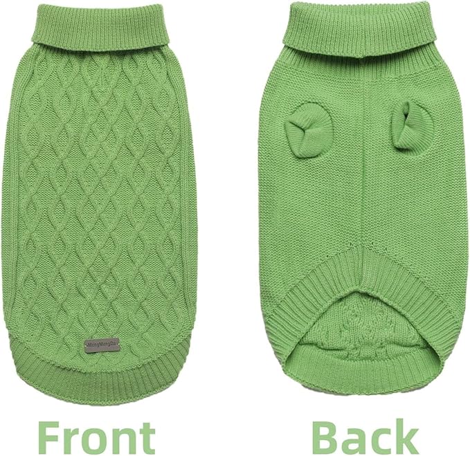 Dog Pullover Sweater, Warm Dog Clothes for Chihuahua, Bulldog, Dachshund, Pug, Yorkie, Dog Outfits for Small Dogs Medium Dogs (Green L)