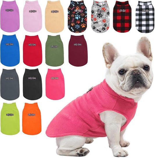 BEAUTYZOO Dog Fleece Vest Sweater Winter Jacket for Small and Medium Dogs with D-Ring Leash Cold Weather Coat Hoodie for XS S M Dogs Boy or Girls,Rose S