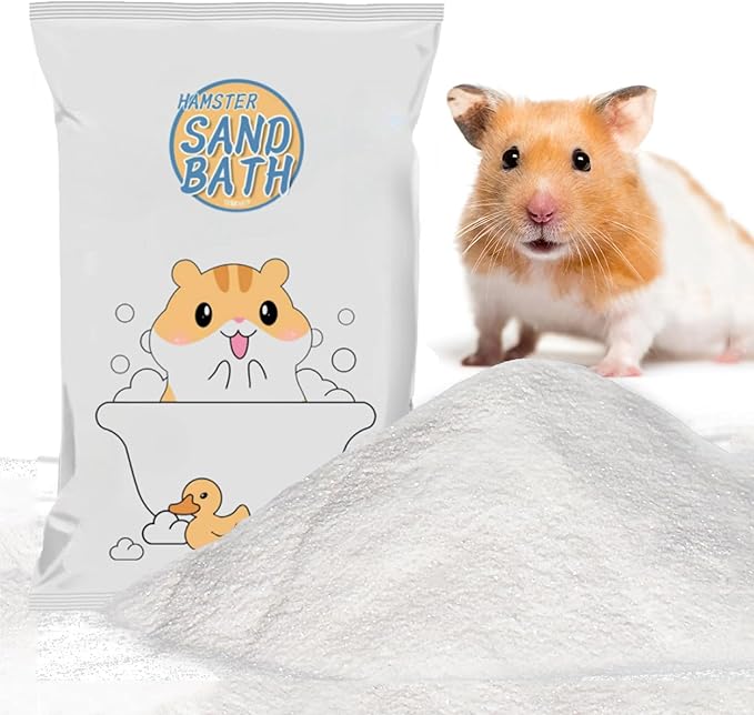 Meow&Woof Hamster Sand Bath Container & Dust-Free Bath Sand Set, 6.5" Sandbox Toilet for Hamster, Gerbil, Chinchilla, Mice – 2.2 lbs Potty Litter Sand for Small Animals (Yellow)