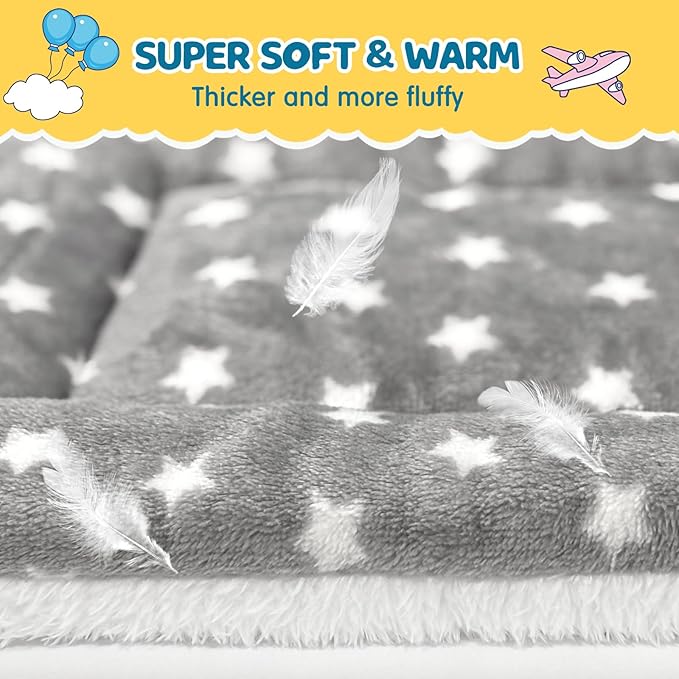 2 Pack Bunny Bed - 10 x 13 Inch Rabbit Pee Pads Bedding - Washable and Thickness Upgrade (Light Gray & Light Pink,M)