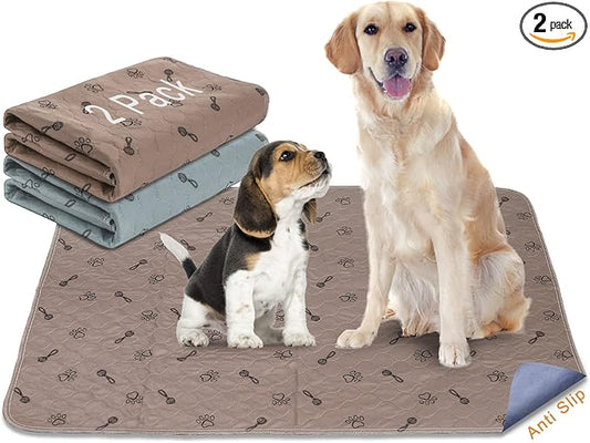 Peepeego 2Pack 36x36 Dog Pads Washable and Free Dog Comb, Reusable Puppy Pads with Fast Absorbent, Waterproof, Non Slip Incontinence Pads for Training, Whelping, for Playpen, Crate, Kennel