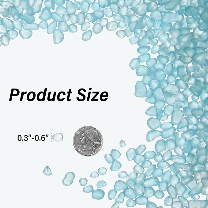 QEQEKAKA Sea Glass Stones for Crafts 2.75LB Ice Blue Pebble Gemstones Bulk | Small Glass Stones for Beaching Wedding DIY Decor Aquarium Turtle Tank Vase Filler (1180g/41.62oz)