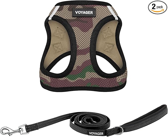 Best Pet Supplies Voyager Step-in Air All Weather Mesh Harness and Reflective Dog 5ft Leash Combo with Neoprene Handle, for Small, Medium and Large Breed Puppies - Army Base, X-Large