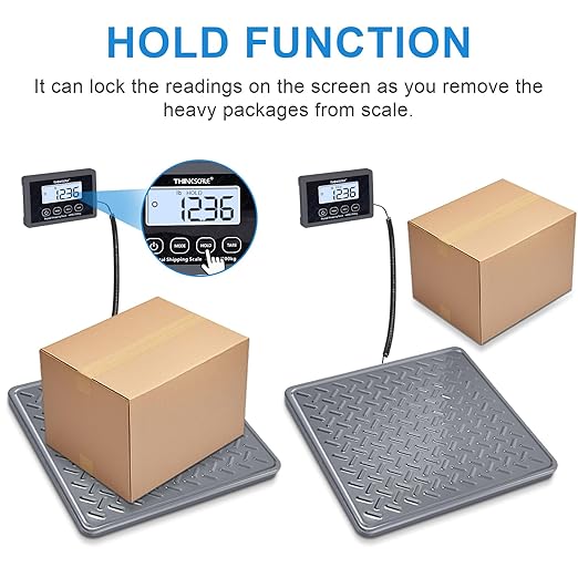 THINKSCALE Shipping Scale, 440lb/1oz Digital Heavy Duty Postal Scale, Strong Steel Platform, Postage Scale with Hold/Tare/LCD Display, Scale for Packages, Luggage Scale, Battery&AC Adapter Included