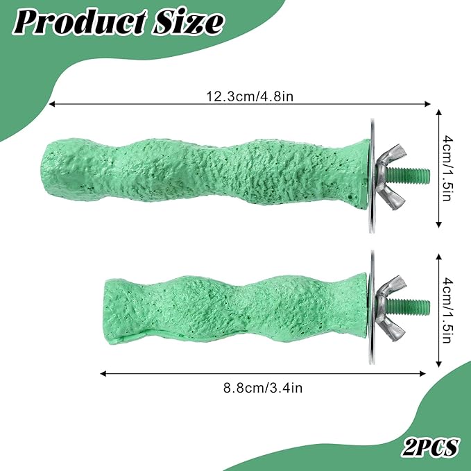 2 Pcs Bird Beak Grinding Stone, Bird Parrot Cage Perch Stand Platform Foot Claws Trimmer Chewing Natural Birds Perch Stand Platform Paw Grinding Sticks Cage Accessories for Parrot Budgie Cockatiel