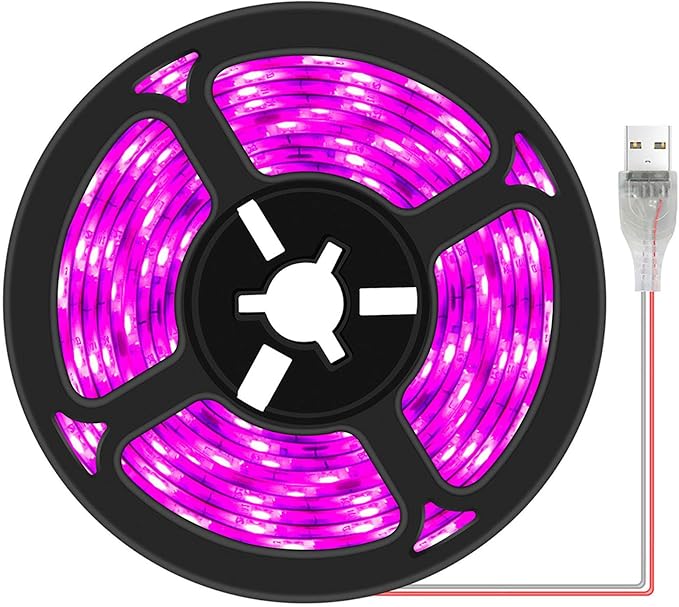 Plant Grow Light Strip 2835 SMD IP66 Waterproof Full Spectrum LED Light for Indoor Plants, Greenhouse, Aquarium, Garden, Flowers, Veg - USB Interface