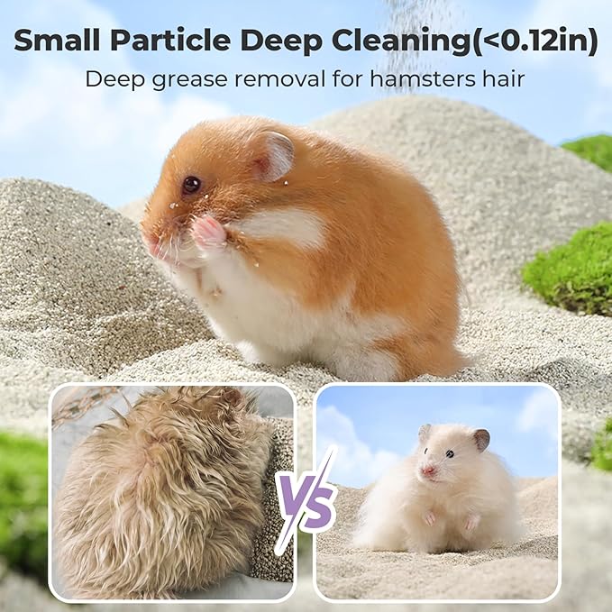 mini&moe Hamster Sand Bath - Ultra Low-Dust with Bluebell Fragrance Release, Scented Deodorizing Small Particle Deep Cleaning Non-Stick Clumping, Multi-Use Bath for Hamster, Gerbils, Chinchillas, Mice