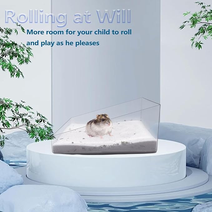 Hamster Sand Bath Box, Transparent Acrylic Sand Bath Container,Bathroom & Digging Room,Hamster Cage Accessories for Dwarf & Syrian Hamsters Gerbils Mice Lemming,Transparent