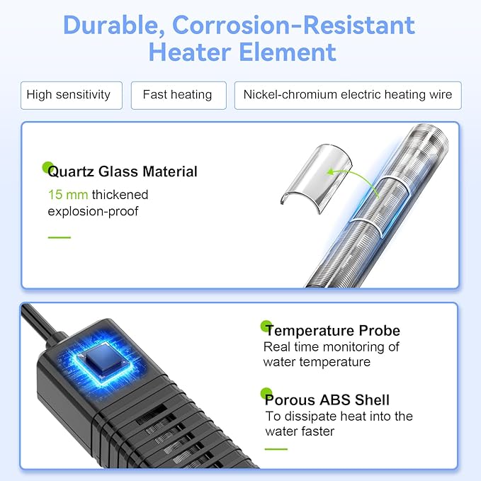 hygger Nano Aquarium Submersible Heater for 15-20 Gallon Fish Tank Betta Heater with Digital Display, Adjustable Temperature Controller 100Watt