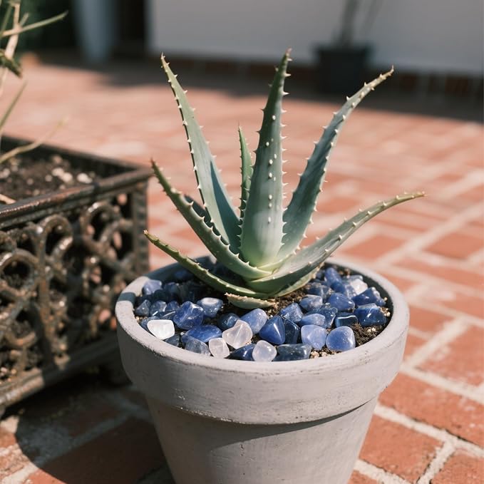 Aquarium Gravel 0.96LB Vase Filler Home Decor Fish Tank Crushed Stones Natural Pebbles Succulent Rocks Polished Irregular Shaped Bulk - Blue