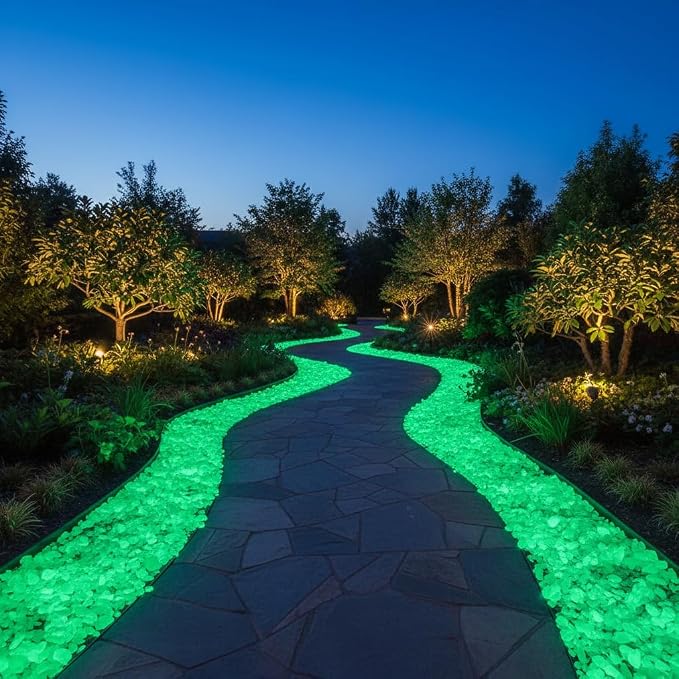 Shiny Stone Glow in Dark Aquarium Gravel Sand, Yellow Green, 3-5mm | Neon, 305g/0.67lbs, For Fish Tank and Fairy Garden, Decorative Rocks, Home Decor