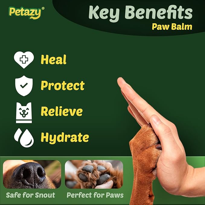 Petazy Dog Paw Balm – Frost Guard Formula for Snow, Ice & Winter Paw Protection | Lick-Safe, Natural Barrier with Beeswax, Coconut Oil & Vitamin E | Paw & Nose Balm for Dogs & Cats, 2.1 oz