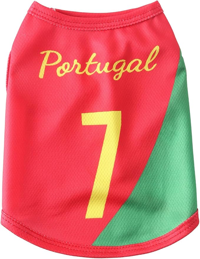 DroolingDog Pet Dog Jersey, Summer Cooling Mesh Fabric, Soccer Sportswear, Lightweight Football Casual Clothes for Small Medium Large Dogs, Portugal, XXX-Large