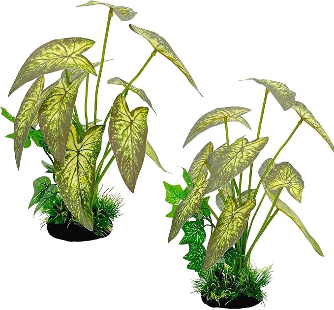Silk Aquarium Plants 2-Pack 11.8" Tall | Soft Silk Plants for Fish Tank, Artificial Decoration for Fish Habitats, Safe for All Fish (Green)