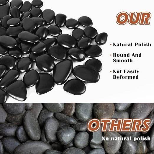Black Pebbles for Indoor Plants 2.5 LB Small River Rocks 1"-1.5" Polished Decorative Stones Smooth Aquarium Gravel for Fish Tank Vases Planters Outdoor Landscaping Garden (40oz)