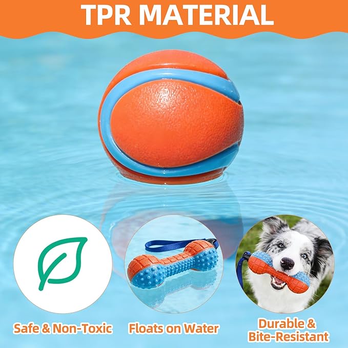 PUPTECK 4 Pack Floating Dog Toys, Squeaky Dog Water Toys for Pool Interactive Fetch & Play, Durable Training for Summer Swimming Outdoor Training Retrieving, for Small Medium Large Dogs