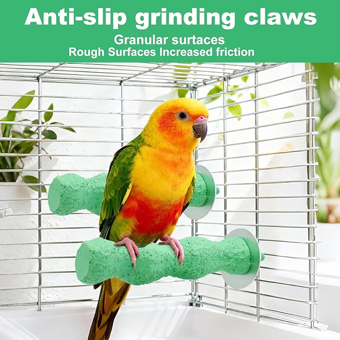 2PCS Bird Beak Grinding Stone, Bird Perches for Cage, Parrot Beak Grinding Stone, Rough Surface High Calcium Mineral Teeth Molar Colorful Perch Bird Cage Accessories