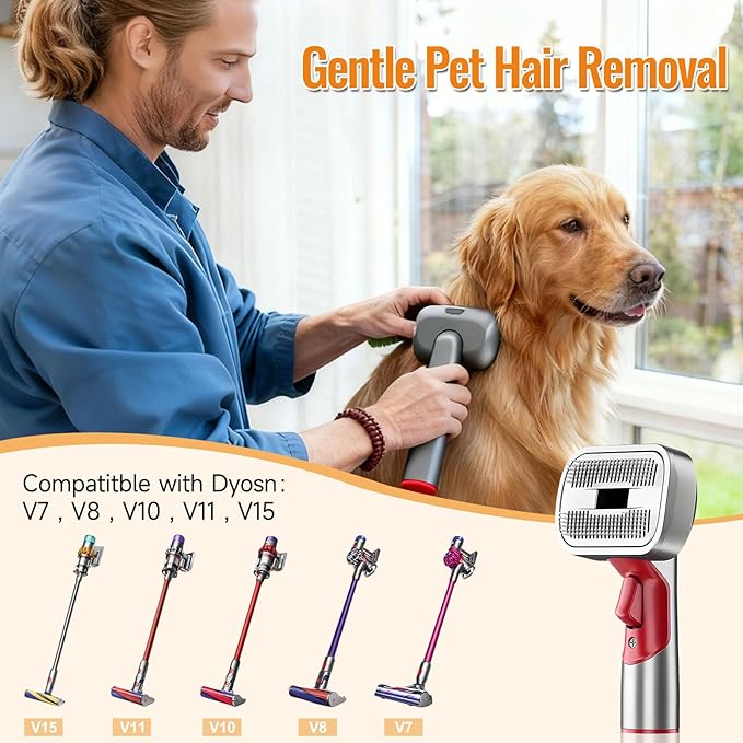 Pet Grooming Kit Dog Hair Vacuum Attachment for Dyson V7 V8 V10 V11 V15， Pet Hairs Parts Head Replacement，Effective Grooming & Cleaning， Hair Grooming Tools for Dog and Cat， 4 Pack