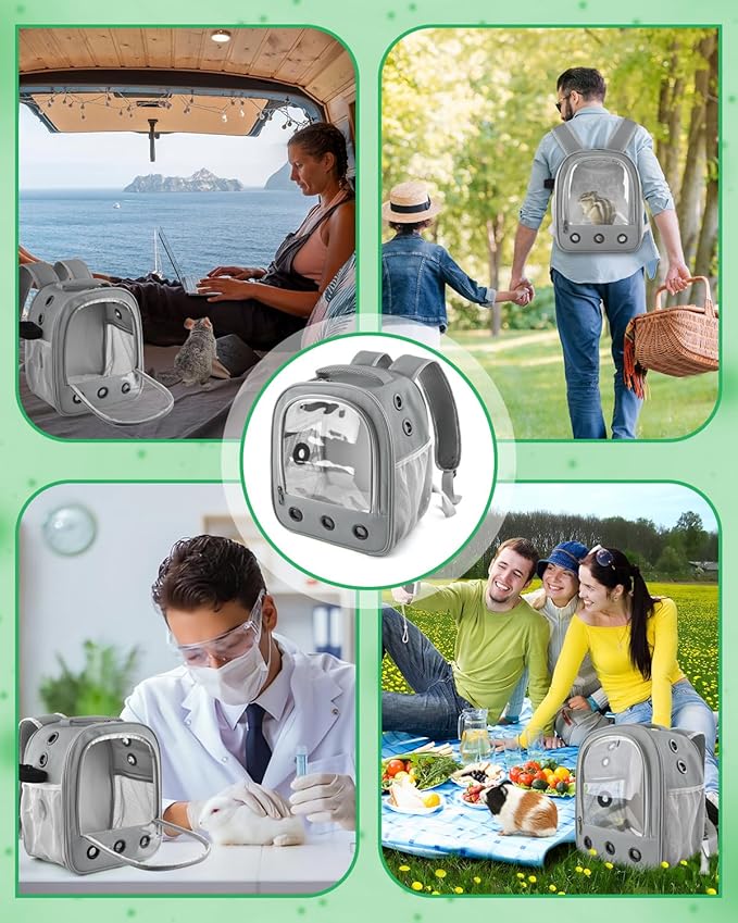 DBNESS Guinea Pig Carrier Backpack, Portable Small Pet Travel Carriers with Water Bottle Holder & Detachable Pad, Outgoing Carring Bag for Bearded Dragon Bunny Sugar Chinchilla Gerbil Hamster Bird