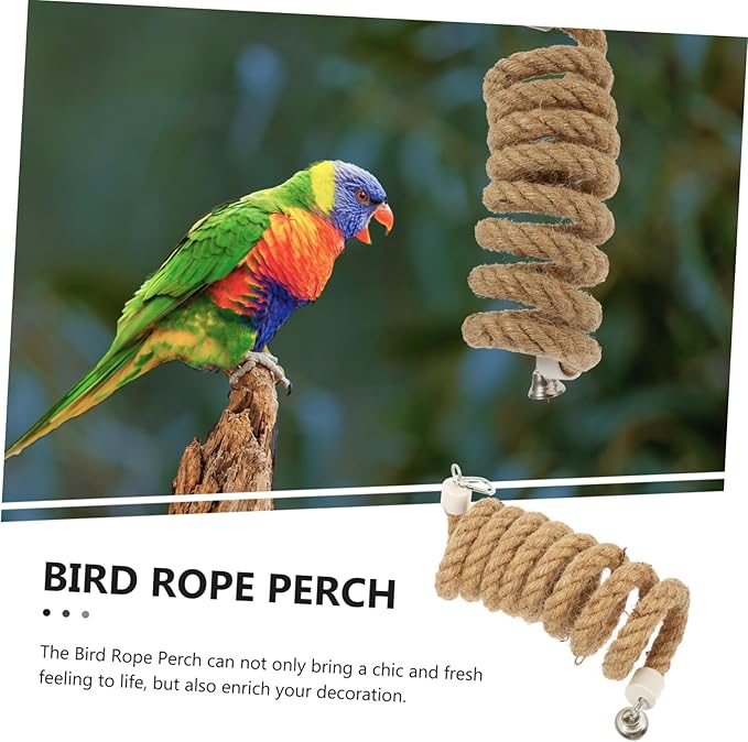 balacoo Bungees Climbing Toys Bungee Standing Hanging Rope Spiral Bird Jute Perches Conures Perch Plaything Cage Swing Parrot Parakeet Funny Small Toy Parakeets Chewing Comfy for Stand
