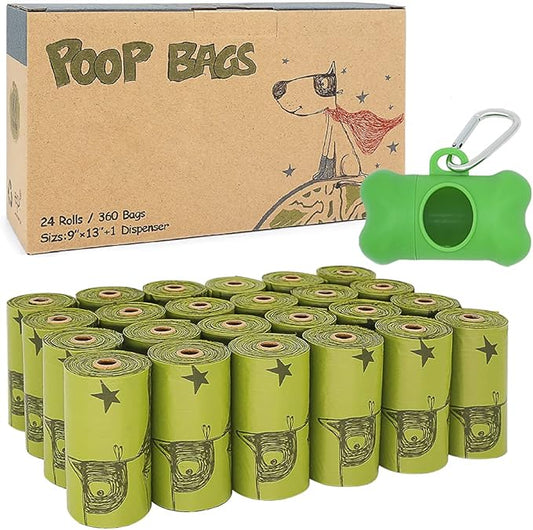 Ley's Dog Poop Bags 360 Count,Unscented Extra Thick Waste Bags with Dispenser, 100% Leak-Proof Doggie Bag Refill Rolls