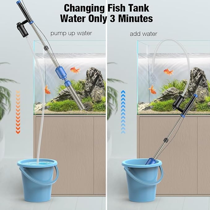 bedee Aquarium Vacuum Gravel Cleaner, 24W Electric Fish Tank Cleaner Vacuum, 6 in 1 Multifunctional Aquarium Cleaner for Automatic Water Change, Wash Sand, Water Circulation and Timed Off