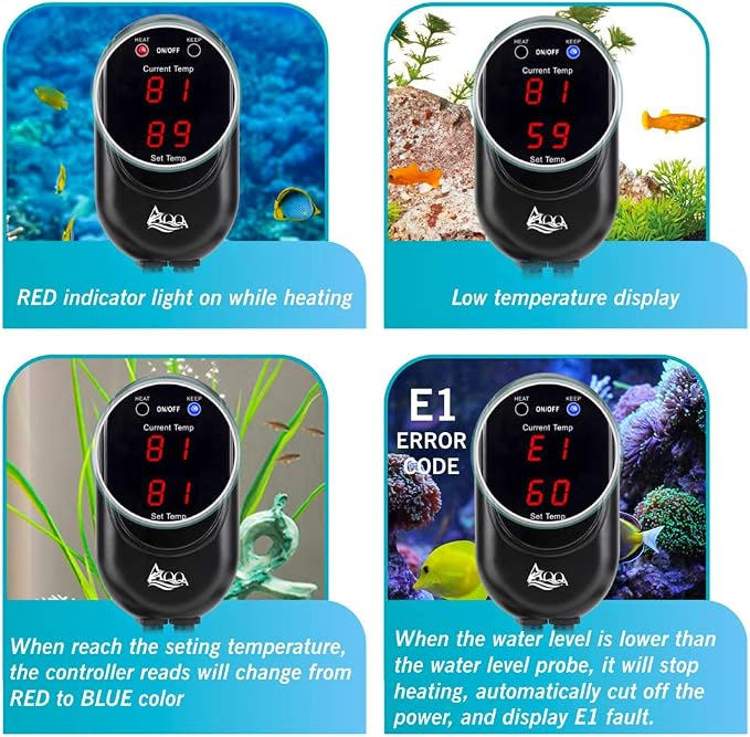 AQQA Aquarium Heater 300W for 80-95 Gallon Fish Tank Heater Aquarium Submersible Heater Betta Fish Heater Aquarium Thermostat Heater for Freshwater Saltwater Fish Tanks (300W for 80-95 Gal)