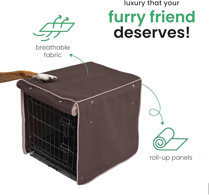 Molly Mutt Landslide Dog Crate Cover, 100% Cotton Canvas Cover with 2 Roll-Up Panels, Ideal for Dog or Cat Crate, Durable, Washable, and Free of Harmful Chemicals, 36" x 24" x 27"