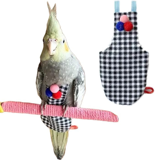 Bird Flight Suits Diapers, Parrot Flight Suits Diapers for Monk Parakeets, Cockatiels Flight Suits, Parrot Clothes, Bird Training Nappy Suit Liners Clothes (Black,Quaker)
