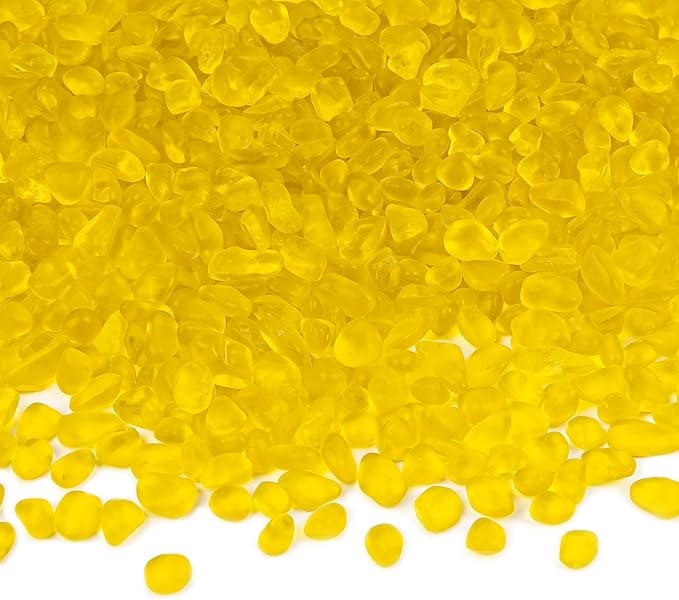 QEQEKAKA Sea Glass Stones for Crafts 1LB Yellow Pebbles Gemstones Bulk | Small Glass Stones for Beaching Wedding DIY Decor Aquarium Turtle Tank Vase Filler (405g/14.28oz)