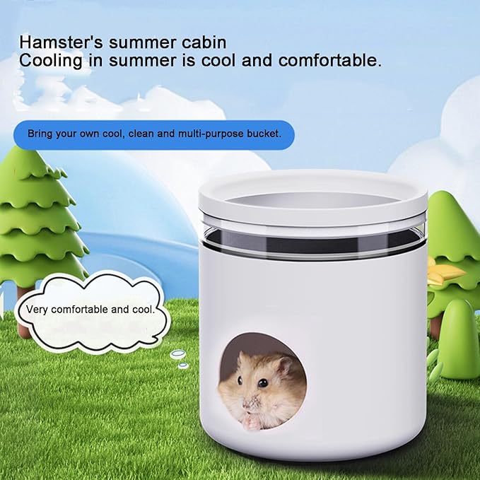 Hamster Hideout, Hamster Cage Habitat Creative Cooling Hamster Bed, 2 Ice Packs Included,Hideouts for Syrian Dwarf Hamsters Guinea Gerbils Lemmings or Other Similar-Sized Small Pet (White)