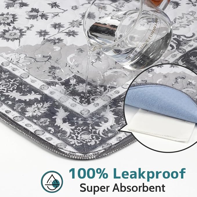 Washable Pee Pads for Dogs, 2 Pack Reusable Puppy Training Pads 36"x36" Super Absorbent Waterproof Dog Training Pads, Non-Slip Potty Pads, Whelping Pads Litter Mat Light Grey Medallion