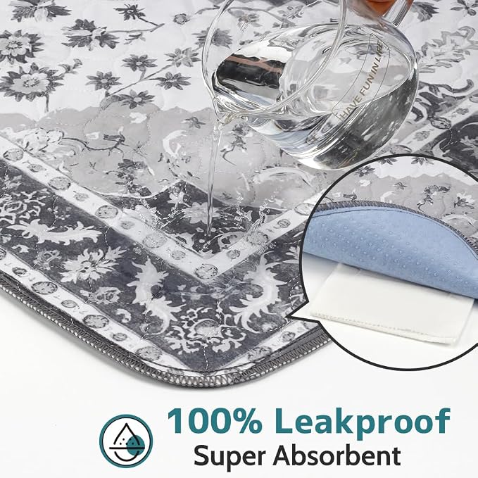 Washable Pee Pads for Dogs, 2 Pack Reusable Puppy Training Pads 40"x26" Super Absorbent Waterproof Dog Training Pads, Non-Slip Potty Pads, Whelping Pads Litter Mat Light Grey Medallion