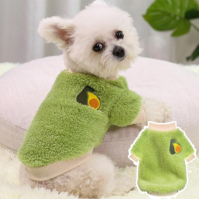 2 Pieces Puppy Sweaters - Female Yorkie & Chihuahua Sweaters, Cute Winter Warm Fleece Dog Clothes (Small)