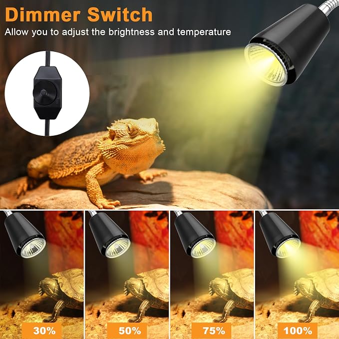 Reptile Heat Lamps, UVA/UVB Turtle Heat Lamp,Turtle Aquarium Light Bulbs, Heating Lamps with 360° Rotatable Heat Lamp for Lizard Turtle Snake Aquarium Aquatic Plants,2 Heat Bulbs 110V