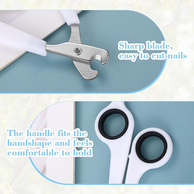Lasnten 2 Pcs Bird Nail Grinder with Clipper Bird Nail Trimmer File Pet Grooming Tool for Parrot Budgerigars Parakeets Myna Conure Finches Lovebirds(White)