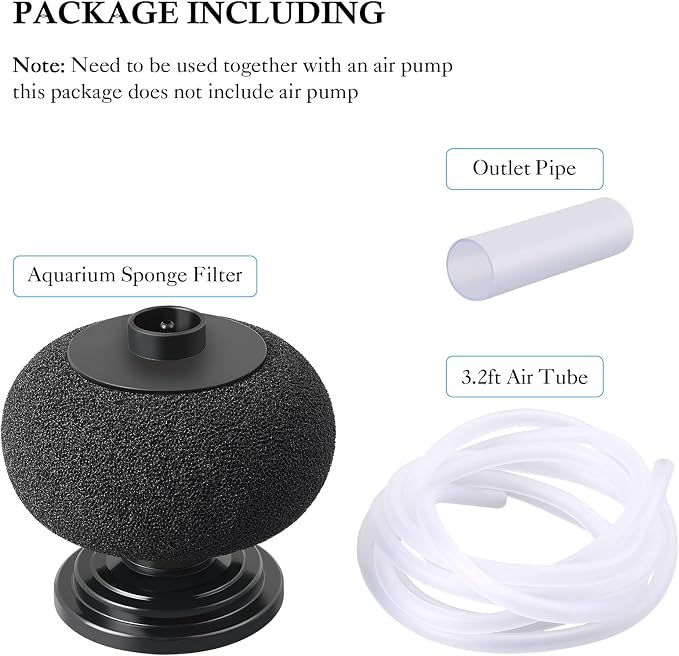 HITOP Diameter 4in Aquarium Bio Sponge Filter: 5-40gallon Air-Powered Fish Tank Filter, Quiet Filter for Aquarium/Betta Tank/Shrimp Tank/Fry Tank