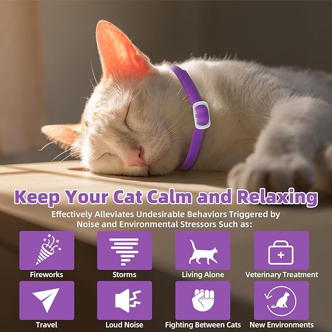 Calming Collar for Cats: Pheromone Cat Calming Collar Cat,Adjustable Size Water Resistant,Efficiently Reduces Anxiety & Stress for 60 Days (4 Pack)