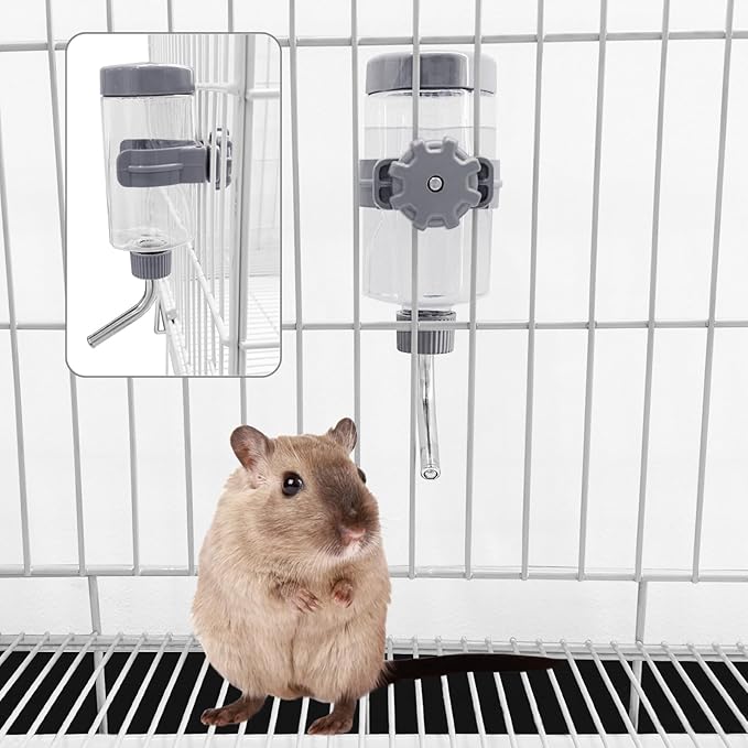 LOS ANDES 12oz No-Drip Water Bottle/Feeder for Guinea Pigs/Hamsters/Bunnies/Ferrets/Squirrel/Hedgehog/Other Small Pets, Cage Water Dispenser for Small Dogs/Cats, 355ml, Orange