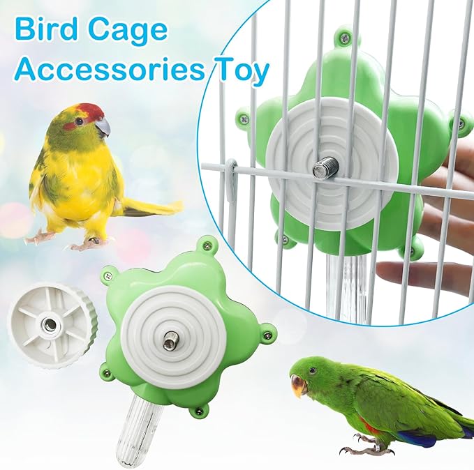 BNOSDM Bird Foraging Toys Cockatiel Foraging Wheel Parrot Cage Spinning Toys Parakeet Enrichment Puzzle Feeder Toy for Budgies Lovebirds Canaries (Pink)