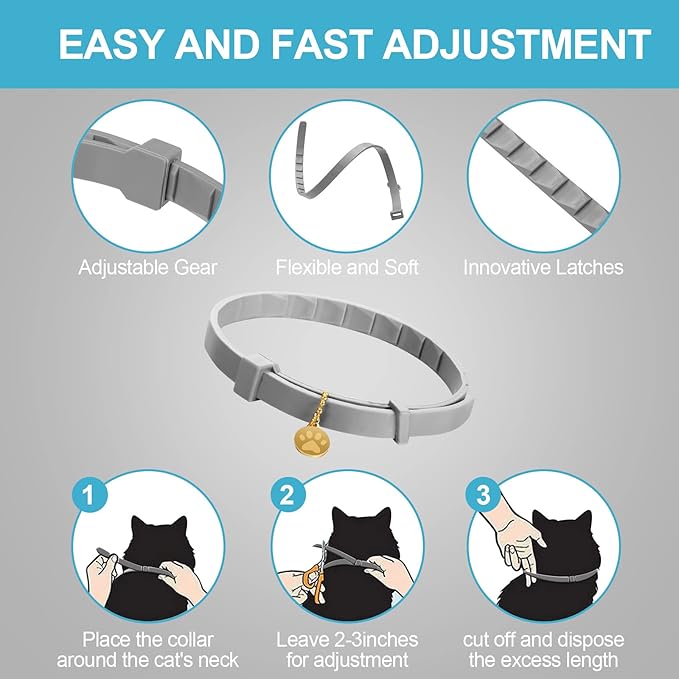Weewooday 4 Pcs Cat Calming Collar Adjustable Pheromones Scent Relaxing Cat Collar with 2 Pendant for Puppies Reduce Stress Aggression Anxious, up to 15 Inches(Grey, Silver)
